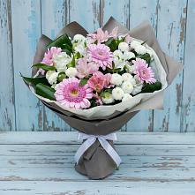 Букет цветов из:  Герберы, Альстромерии и Хризантемы #REPLACE_PRED# Задоно-Кагальницкой