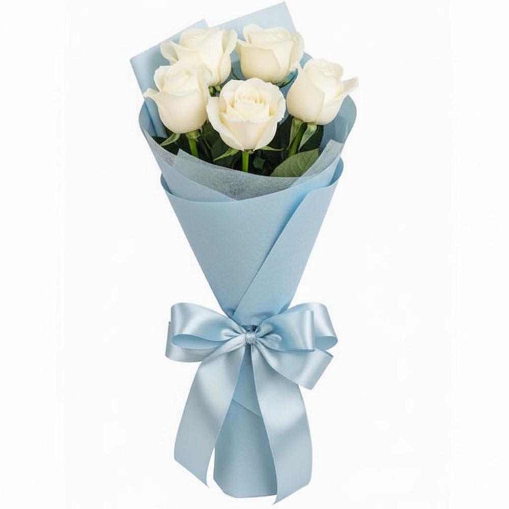 Букет 5 Белых роз Проуд в Задоно-Кагальницкой