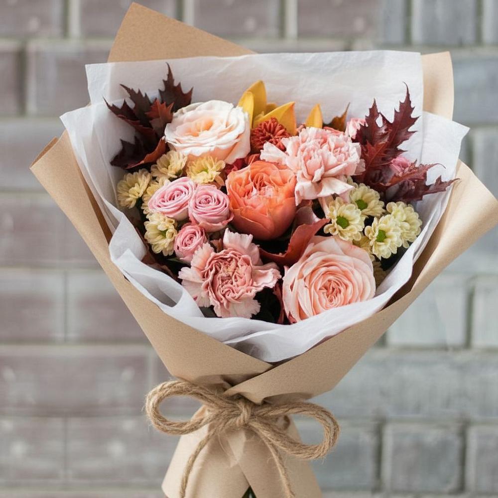 Букет цветов из: Гвоздики, Хризантемы и Розы в Задоно-Кагальницкой