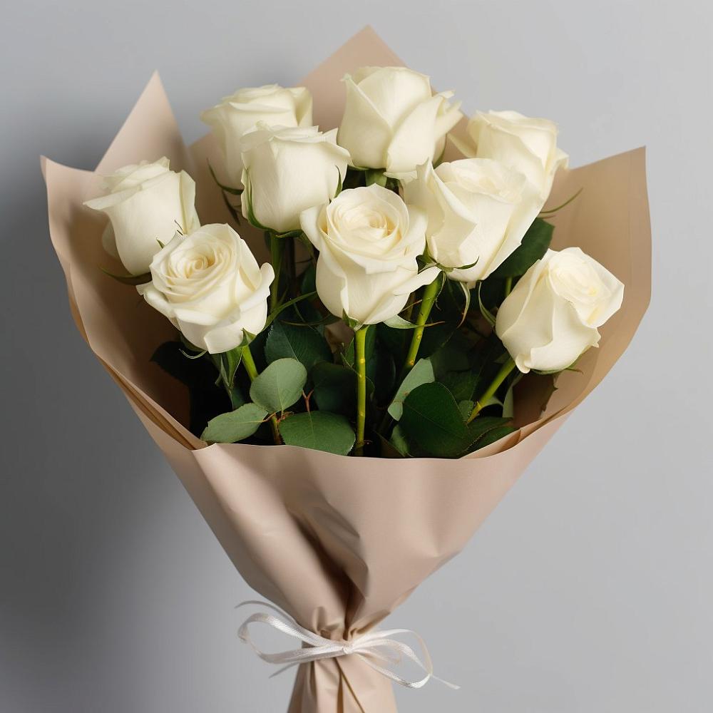 Букет 9 Белых роз Эдлесс Лав в Задоно-Кагальницкой