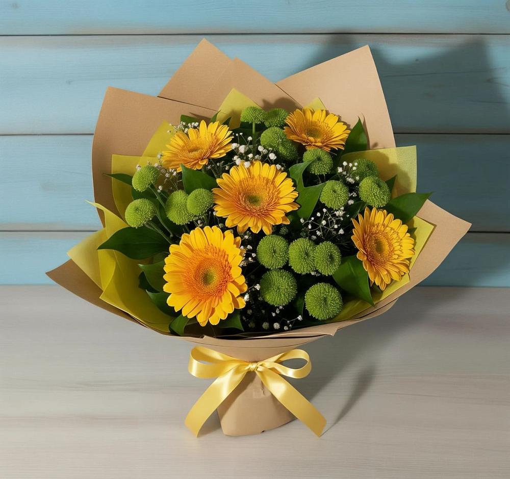 Букет цветов из: Герберы и Хризантемы в Задоно-Кагальницкой