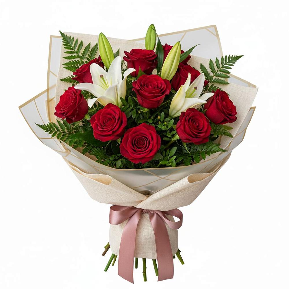 Букет цветов из: Лилии и Розы в Задоно-Кагальницкой