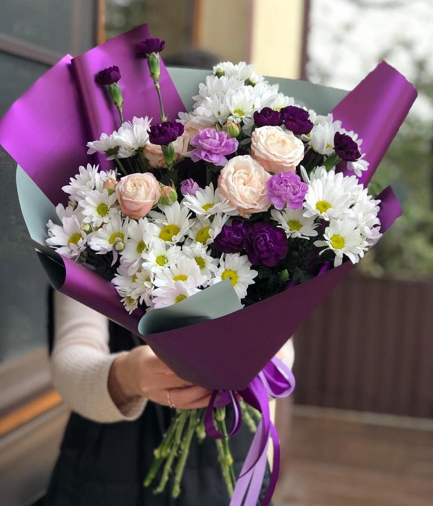 Букет цветов из: Хризантемы, Гвоздики и Розы в Задоно-Кагальницкой