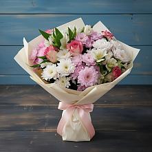 Букет цветов из:  Хризантемы, Альстромерии и Розы в Задоно-Кагальницкой