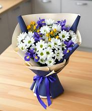 Букет цветов из:  Розы, Ирисы и Хризантемы в Задоно-Кагальницкой