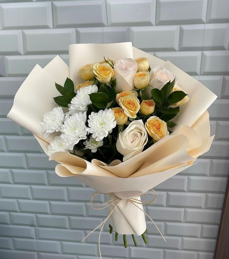 Букет цветов из: Розы и Хризантемы в Задоно-Кагальницкой