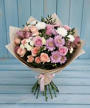 Букет цветов из:  Хризантемы, Розы и Альстромерии в Задоно-Кагальницкой