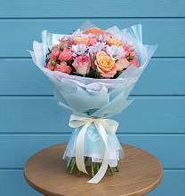 Букет цветов из:  Хризантемы и Розы в Задоно-Кагальницкой