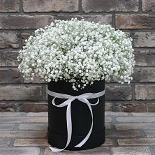 Цветочная композиция из Гипсофила в шляпной коробке в Задоно-Кагальницкой